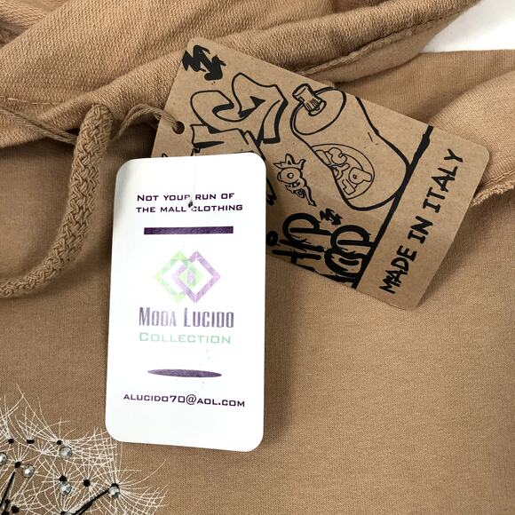 MODA LUCIDO Italian Hoodie Women L Crystal Embroidered Fairy Boho Retro Y2K NWT - Picture 9 of 10